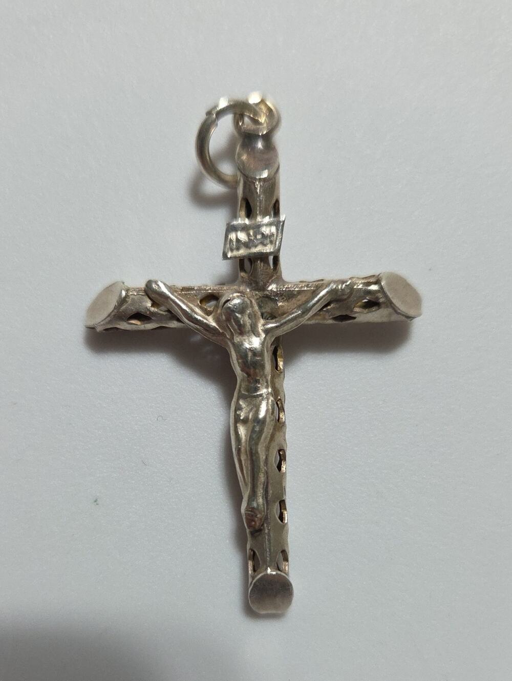 Vintage Crucifix Cross Pendant Jesus Christ Silver Tone Religious 1.75 Inch